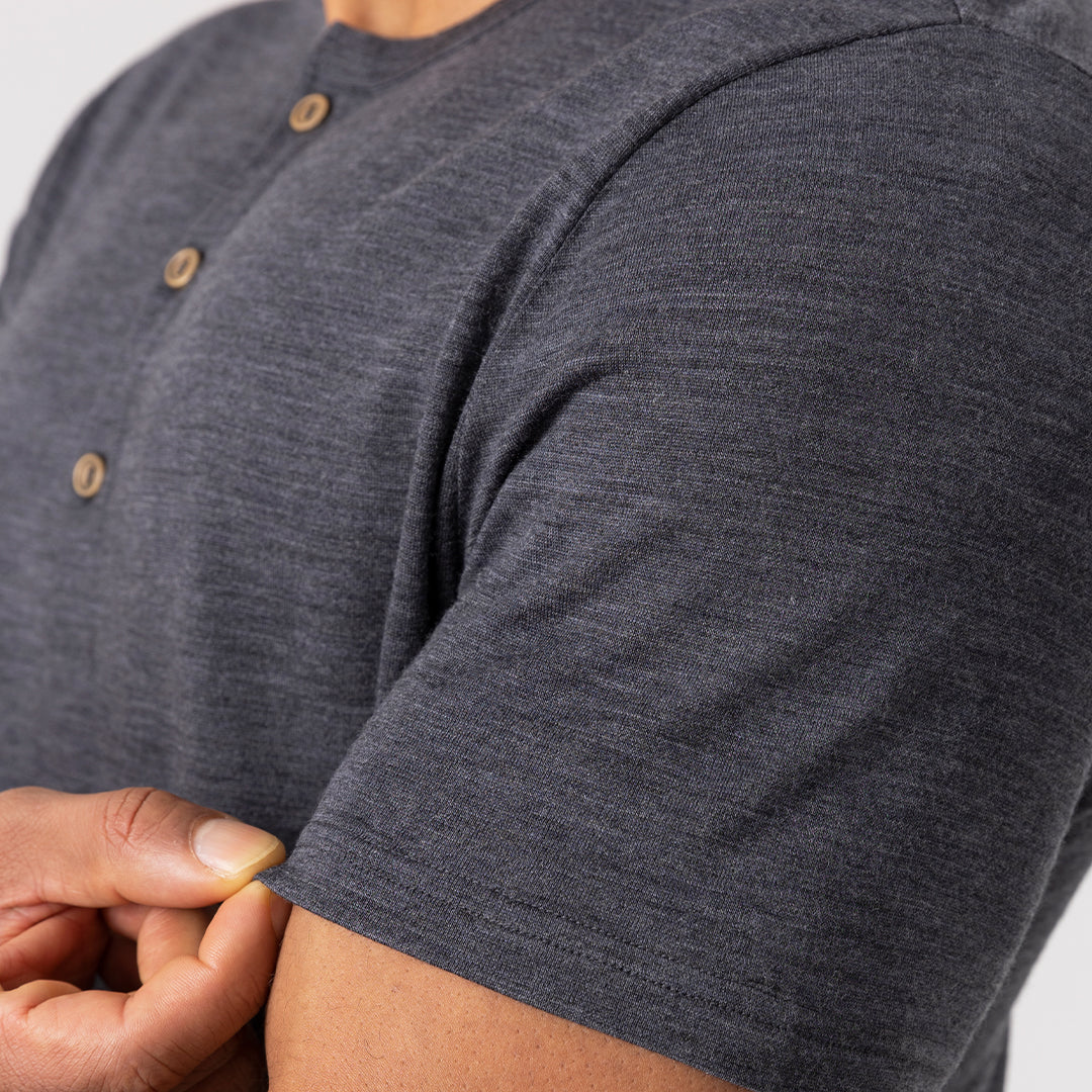 Henley de Manga Corta Merino 170g para Hombre