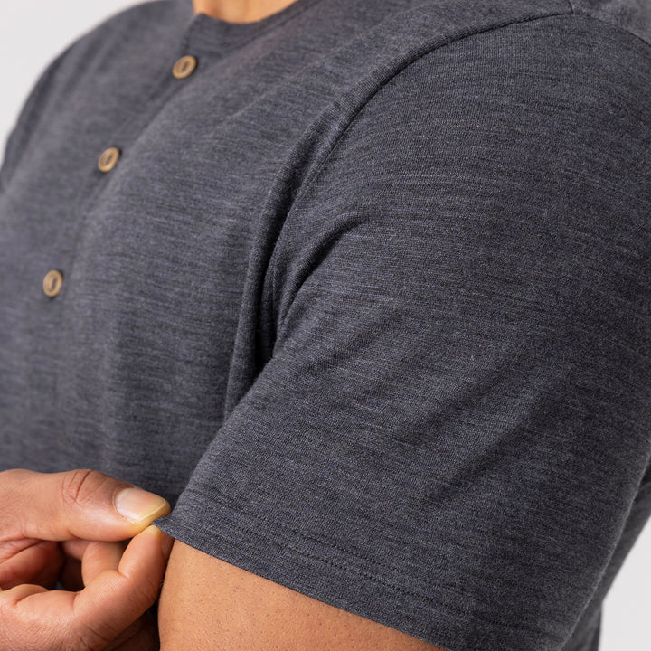 Henley de Manga Corta Merino 170g para Hombre