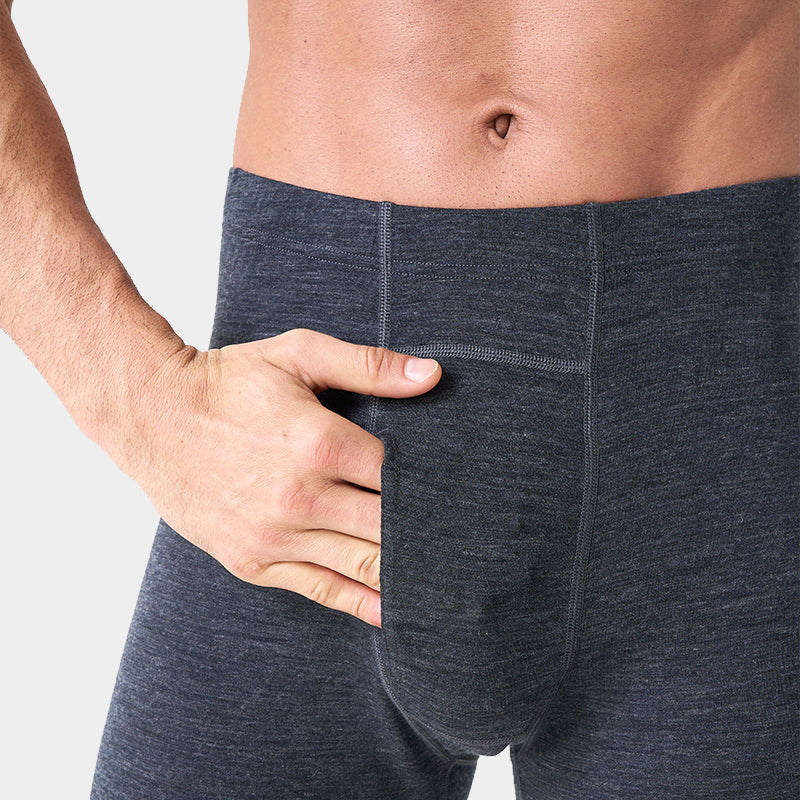 Herren-Boxershorts aus 100 % Merinowolle, Schwarz – MT15