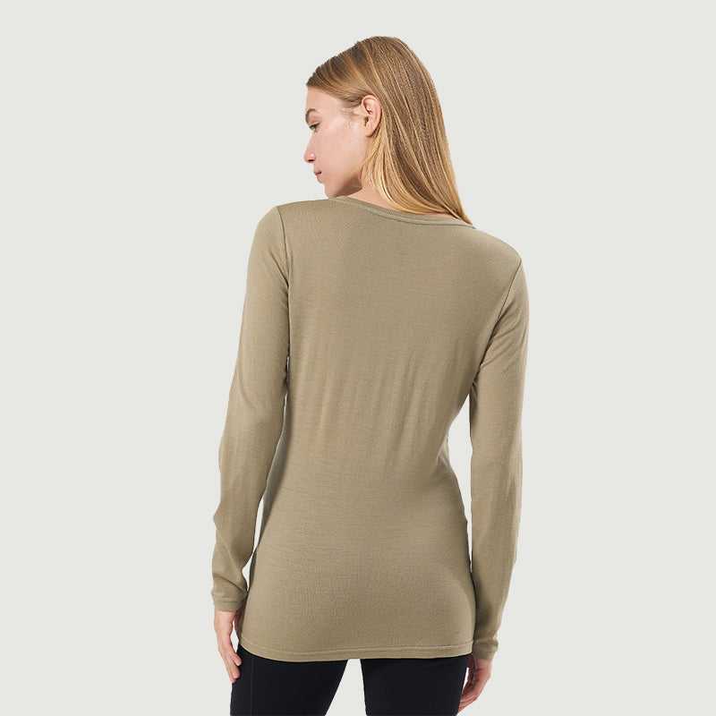 Camiseta Mujer 100% Lana Merino Manga Larga Negro - MT04