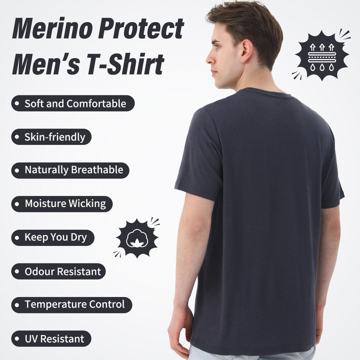 Camiseta 100% Lana Merino para Hombre Charcoal- MT01 