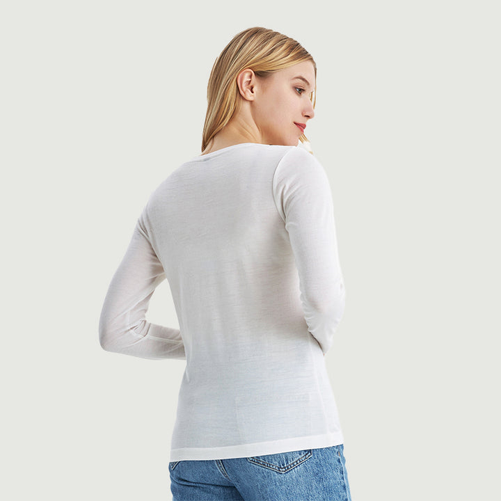 Camiseta Mujer 100% Lana Merino Manga Larga Negro - MT04