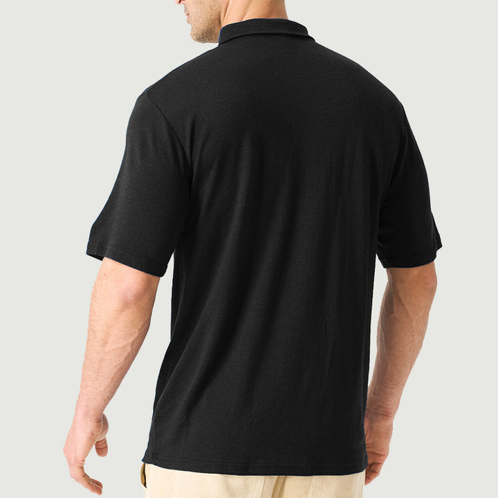 Poloshirts für Herren aus 100 % Merinowolle, Schwarz – MT24 