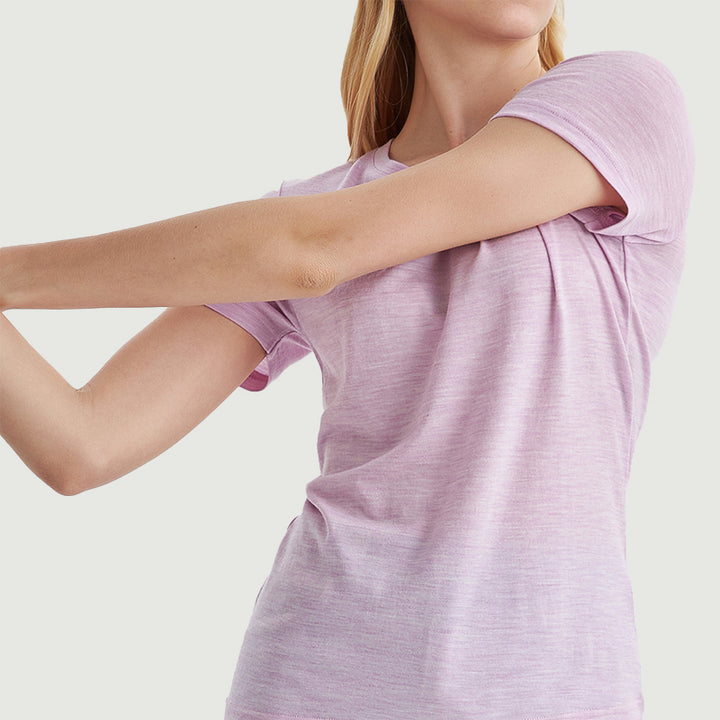 T-Shirt für Damen, 100 % Merinowolle, Schwarz – MT02 