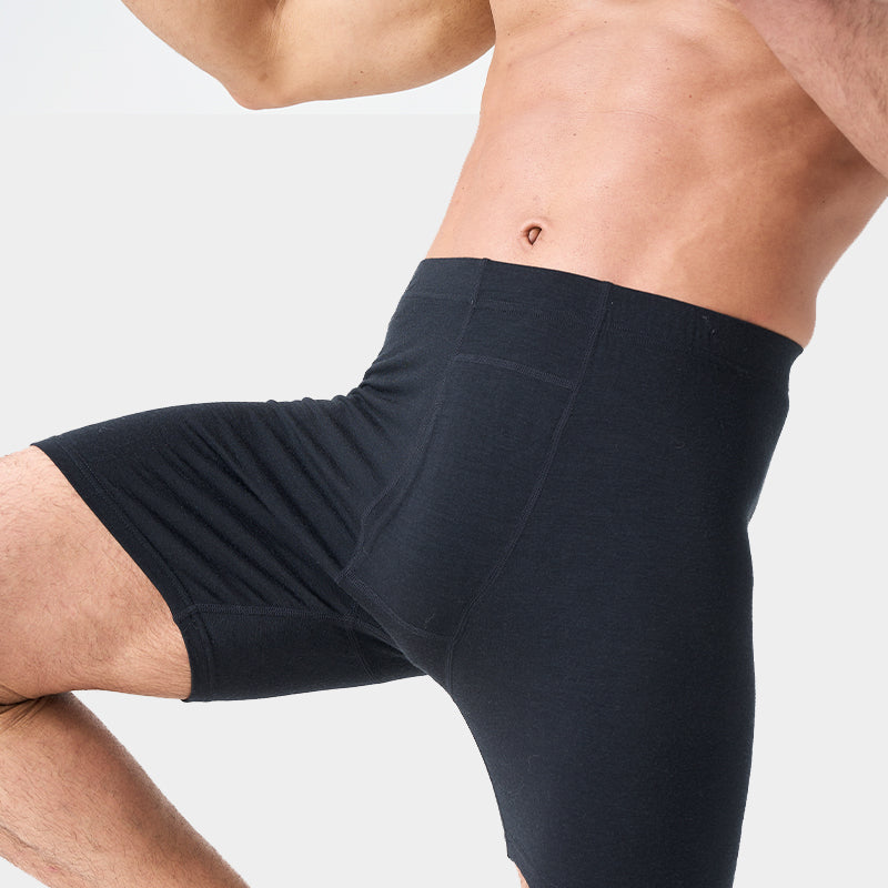Herren-Boxershorts aus 100 % Merinowolle, Schwarz – MT15