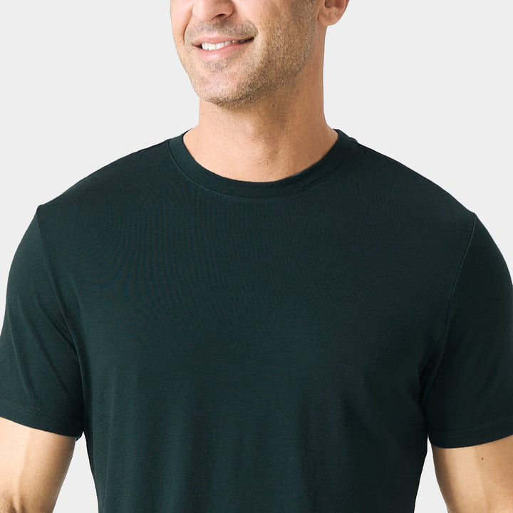 T-Shirt für Herren, 100 % Merinowolle, Schwarz – MT01 
