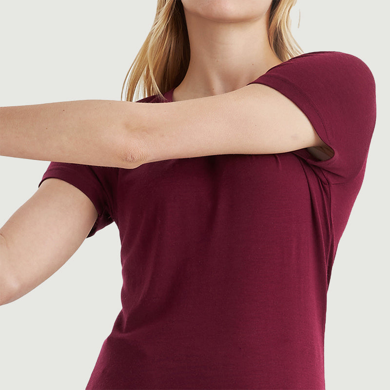 T-Shirt für Damen, 100 % Merinowolle, Schwarz – MT02 