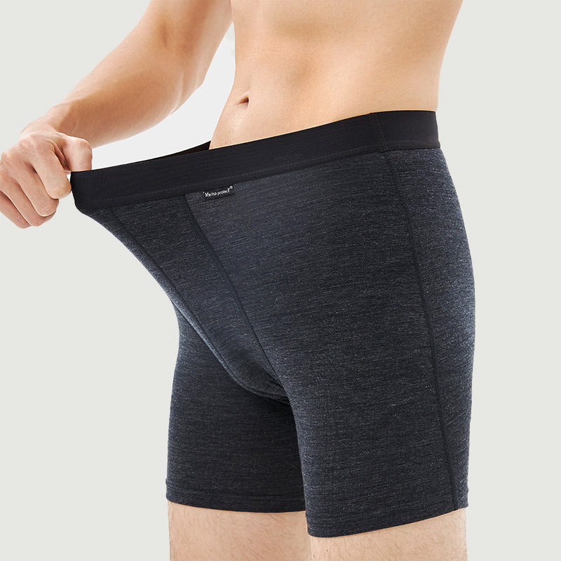 Herren-Boxershorts aus 100 % Merinowolle, Schwarz – MT15
