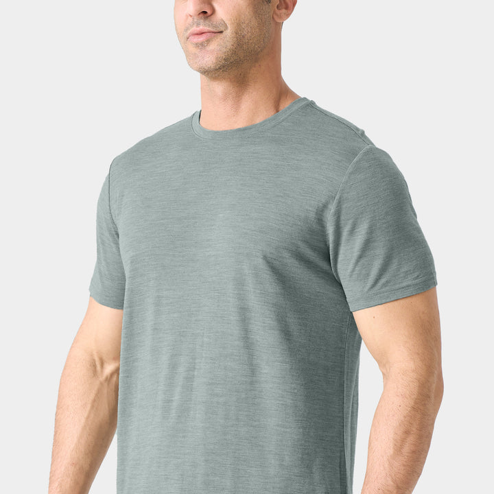 T-Shirt für Herren, 100 % Merinowolle, Schwarz – MT01 