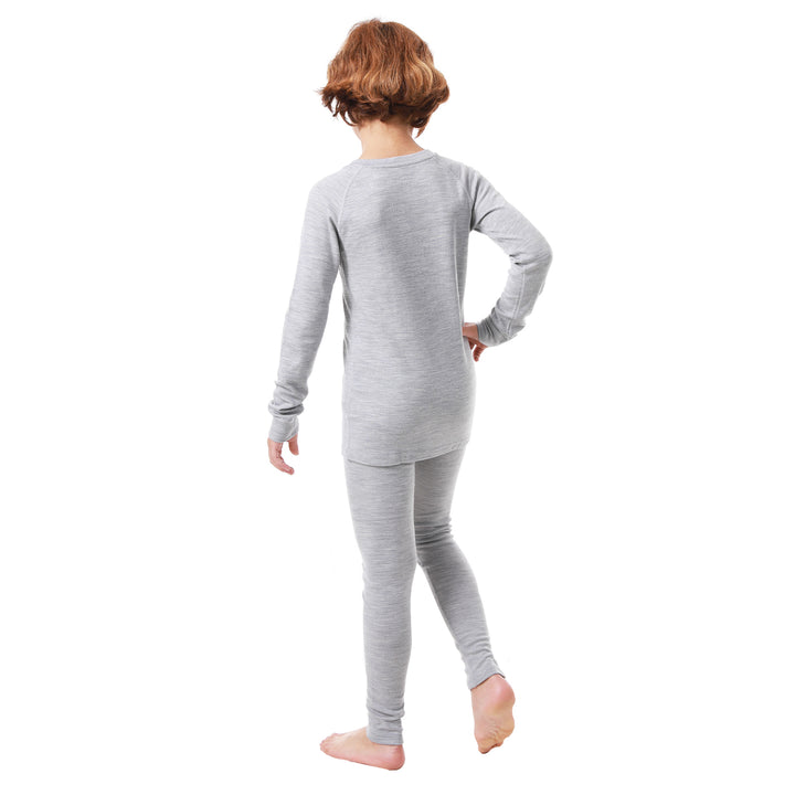 Kids Merino Wool 250g Base Layers Set Light Grey Heather