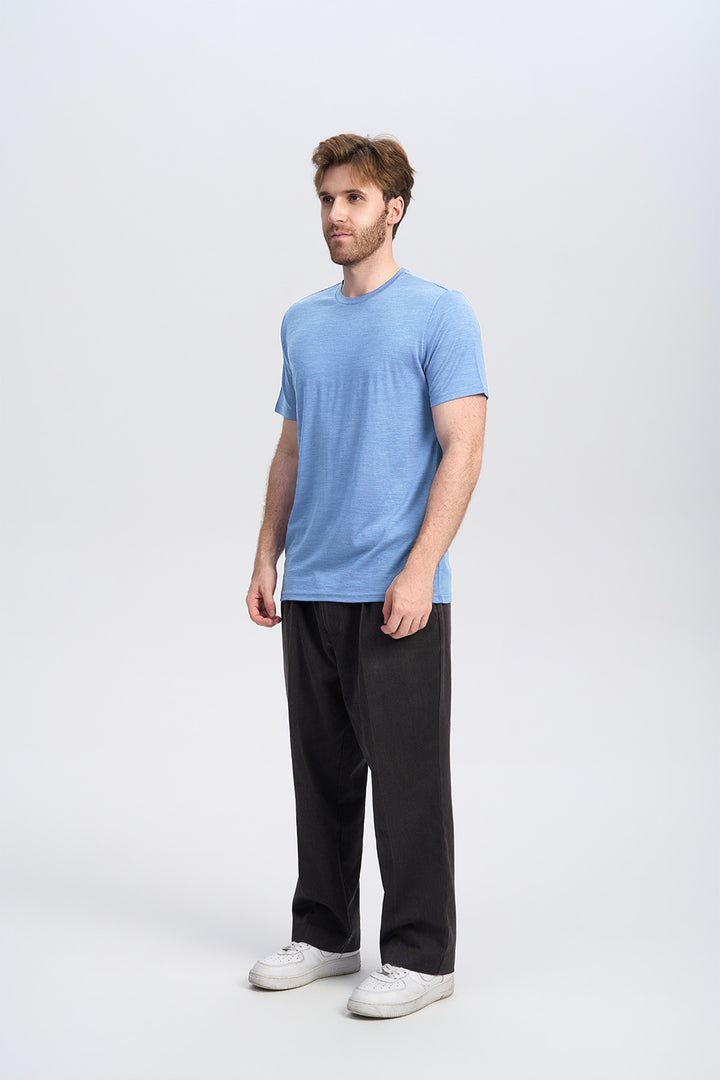 Camiseta de Lana Merino 150g con Cuello Redondo para Hombre