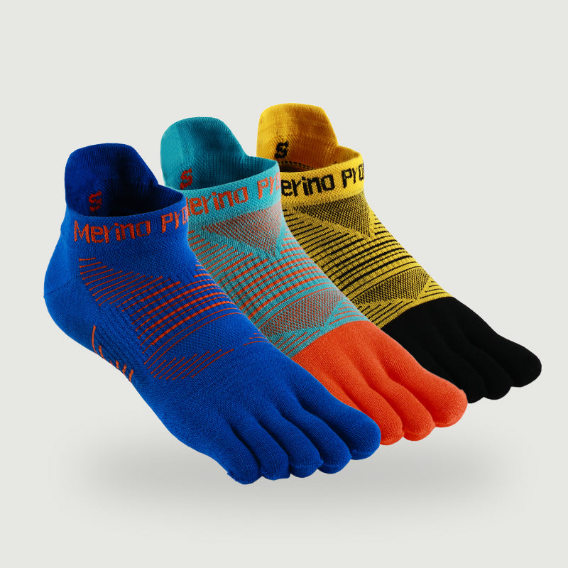 Merino Hike Lightweight No‑Show Five-Toe Socks - 3 Pairs