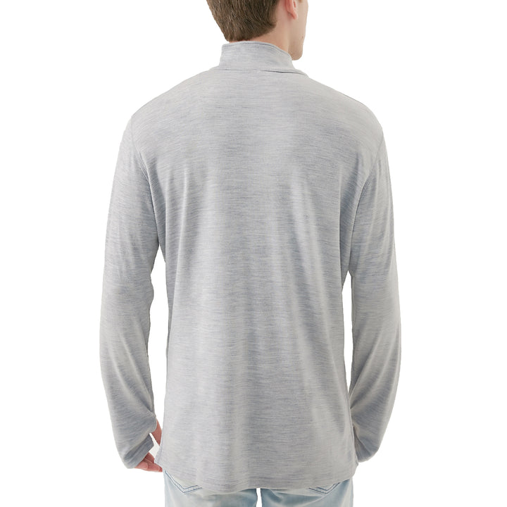 Men’s 100% Merino Wool Base Layer Quarter Zip Pullover Grey - MT08