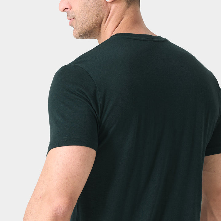 T-Shirt für Herren, 100 % Merinowolle, Schwarz – MT01 