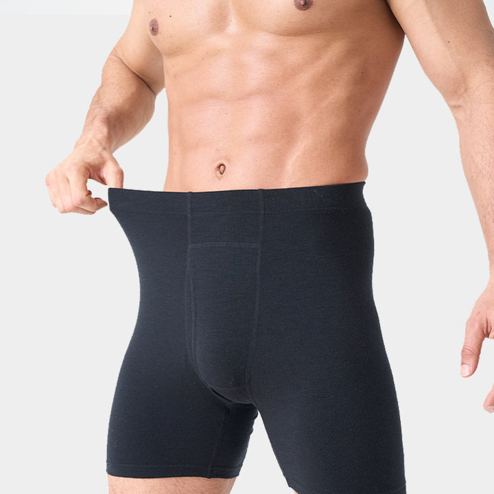 Herren-Boxershorts aus 100 % Merinowolle, Schwarz – MT15
