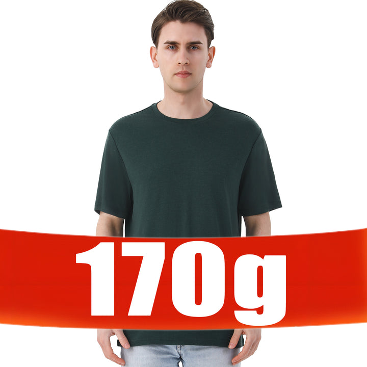 T-Shirt für Herren, 100 % Merinowolle, Dunkelgrün – MT01 