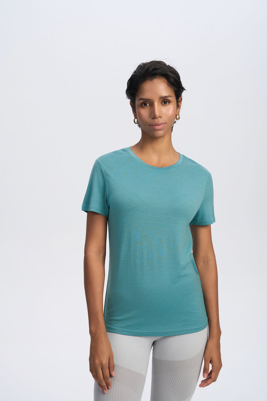 Camiseta de lana merino 170g para mujer de cuello redondo