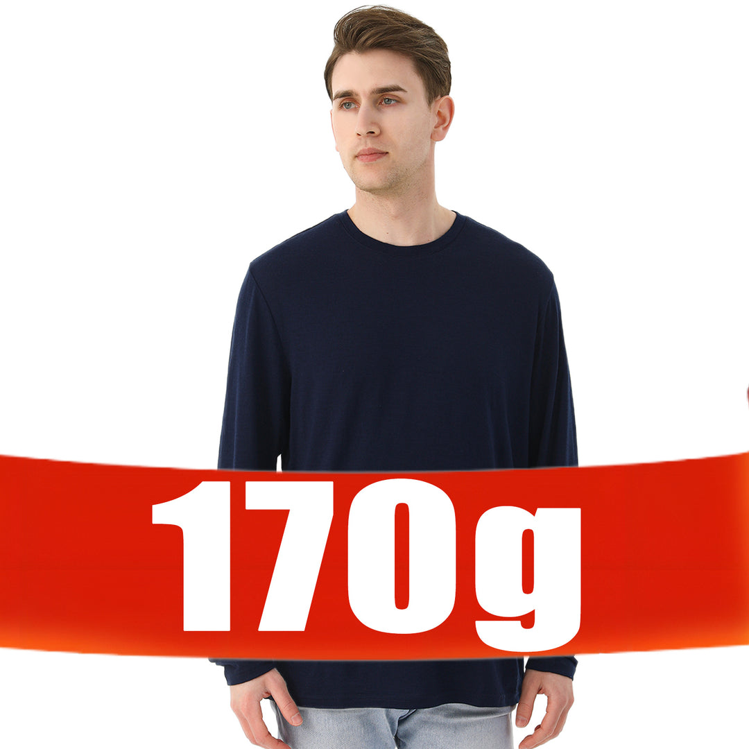 Camiseta interior 100% lana merina para hombre, color azul marino - MT03 