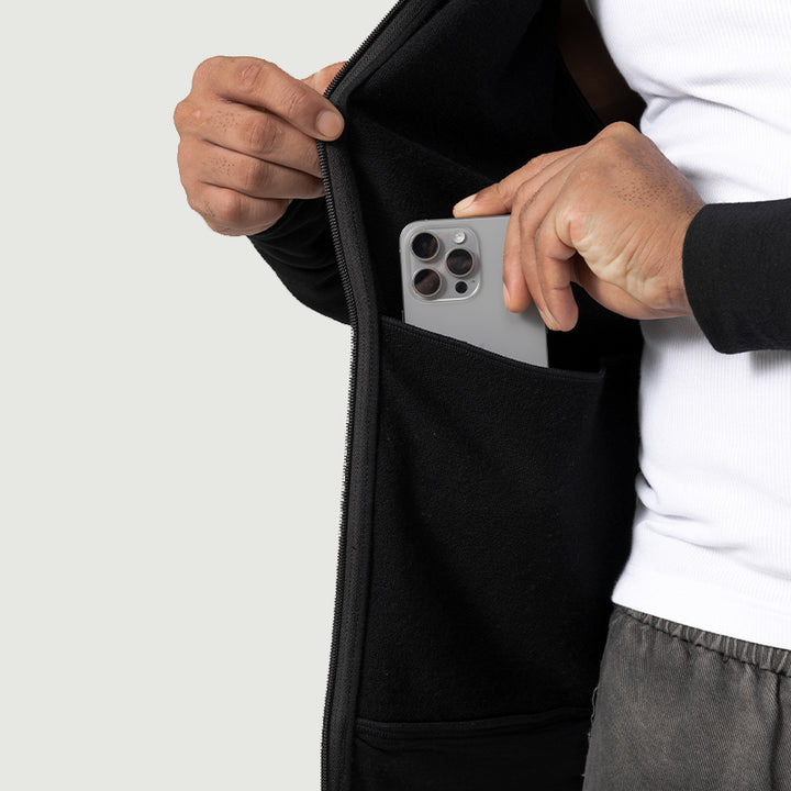 Baselayer für Herren, 100 % Merinowolle, 1/4-Reißverschluss, Schwarz – MT08 