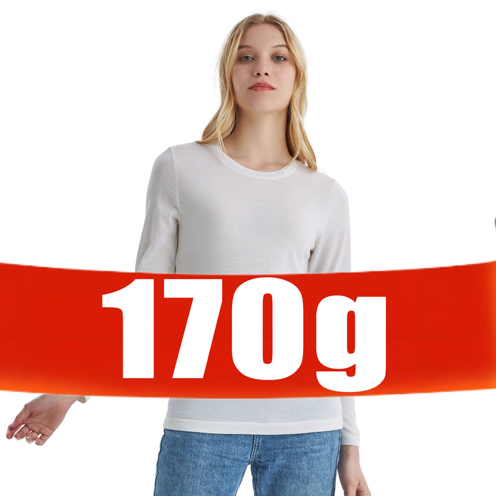 Camiseta Mujer 100% Lana Merino Manga Larga Crema Natural - MT04