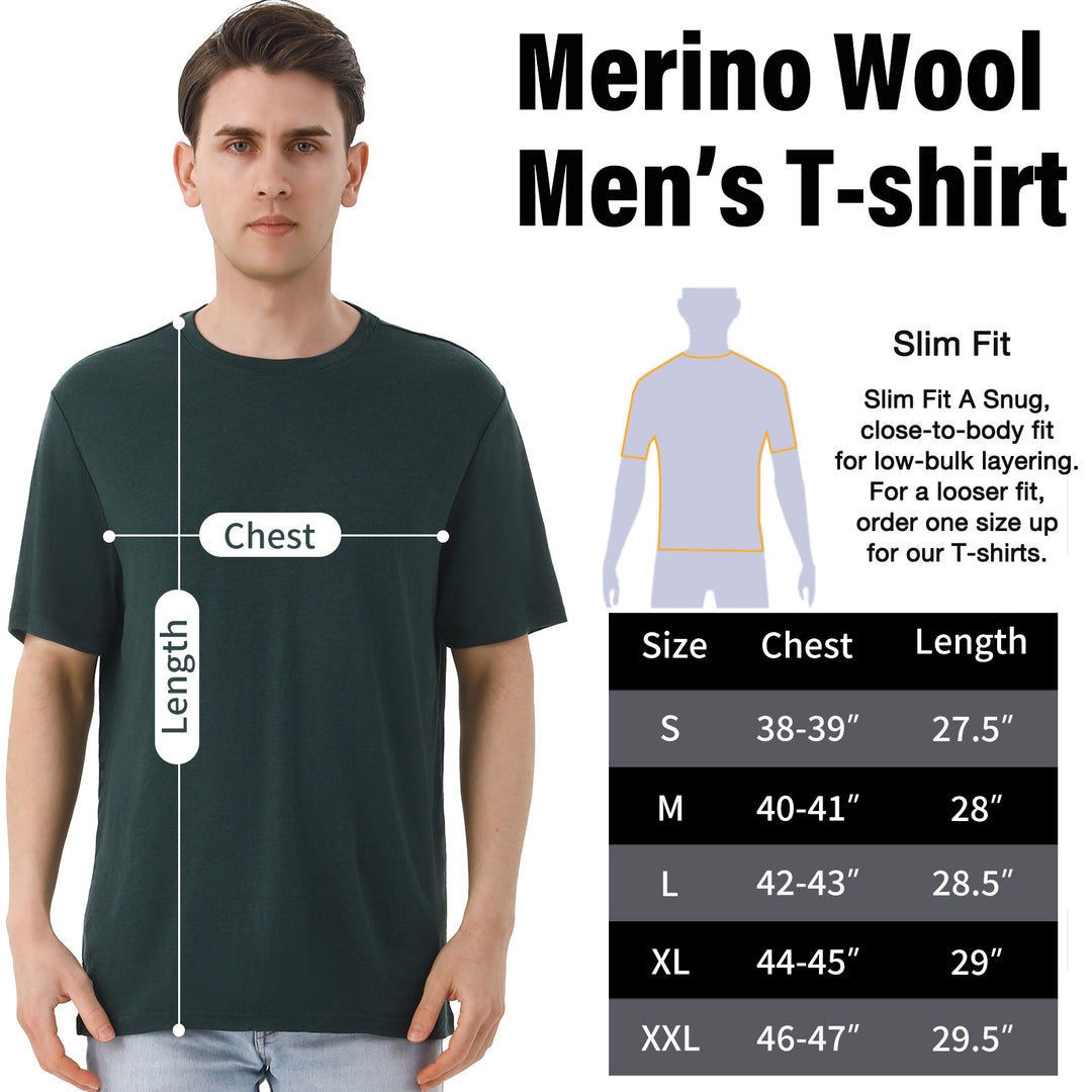 Man’s 100% Merino Wool T-Shirt Dark Green - MT01