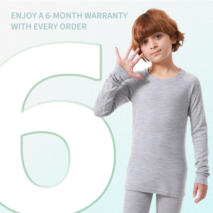 Kids Merino Wool 250g Base Layers Set Light Grey Heather