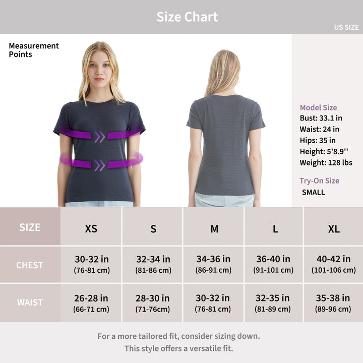 Women's Merino 200g Short Sleeve T-Shirt Black Grey Stripes