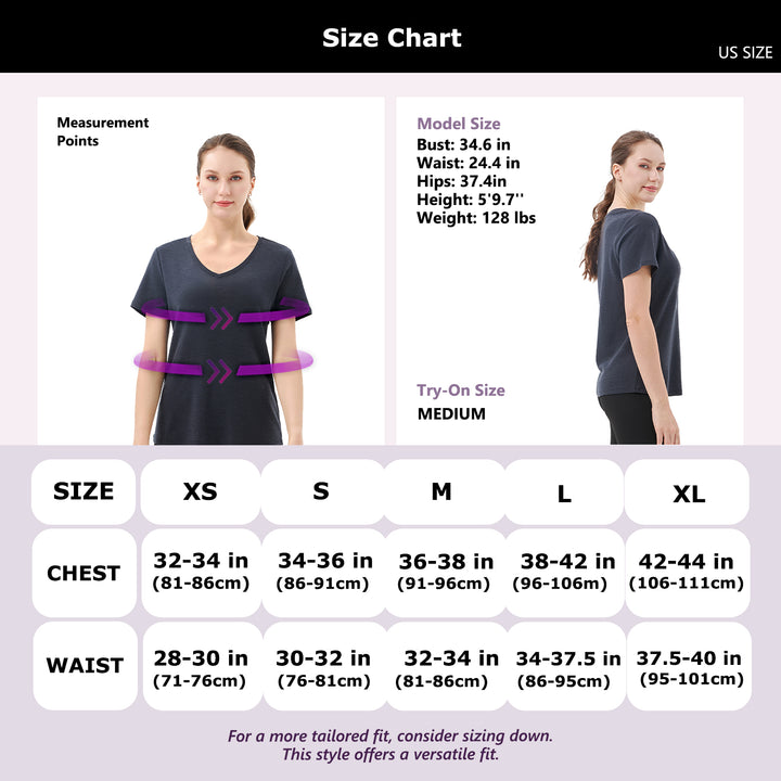 Women's Merino 200g V-Neck Short Sleeve T-Shirt Black Grey Stripes