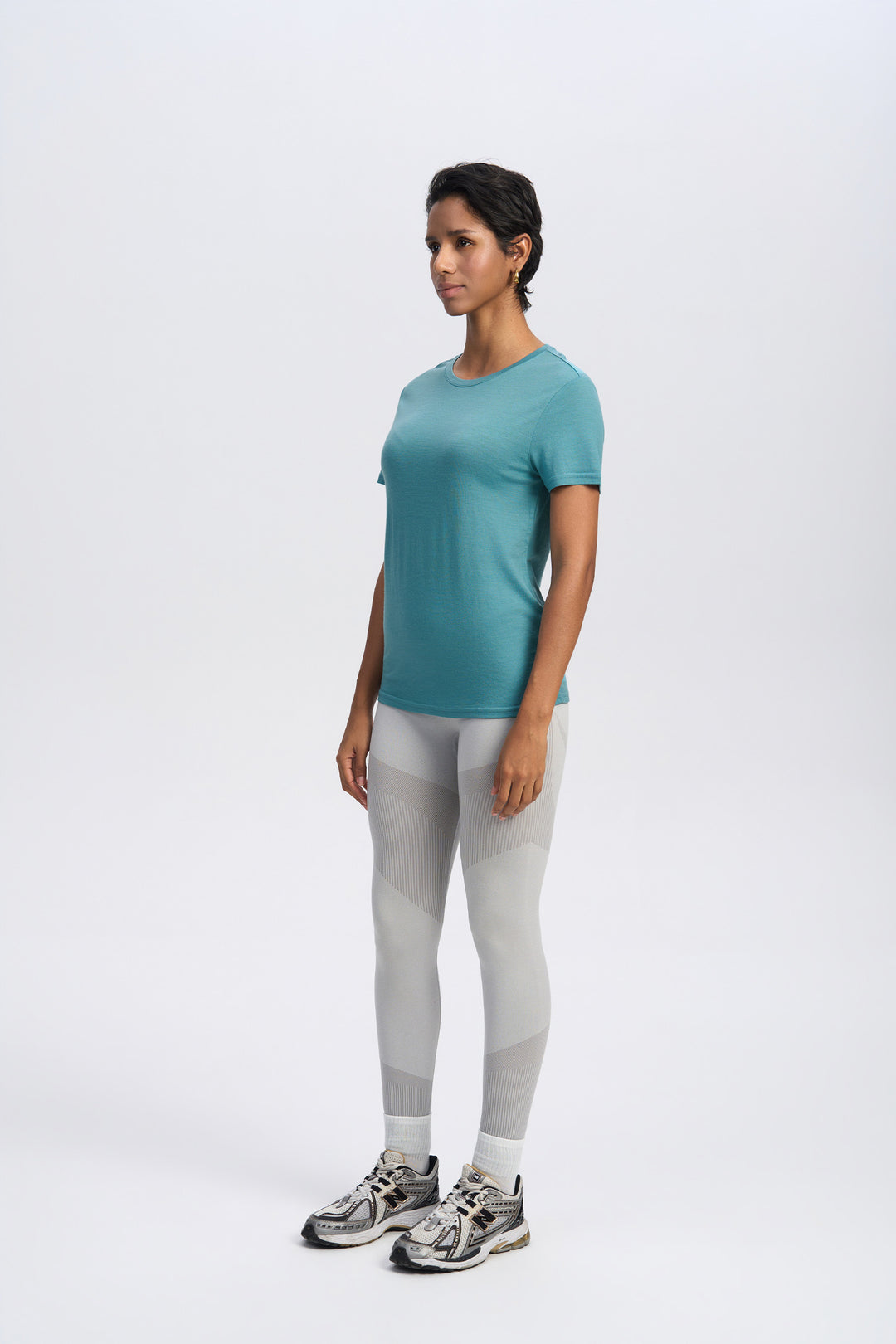 Camiseta de lana merino 170g para mujer de cuello redondo