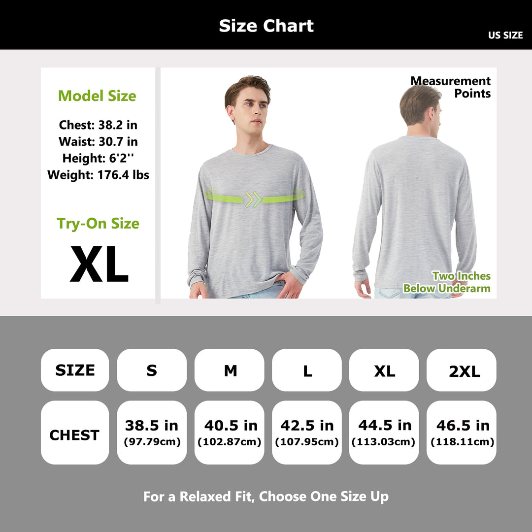 Men's Merino 170g Classic All-Season Base Layer Crew Light Grey