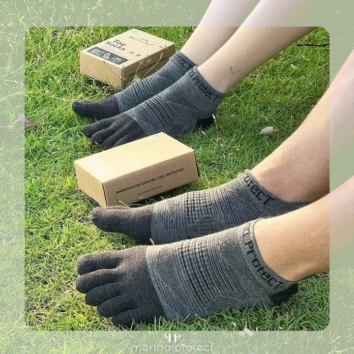 Unisex Merino Hike Light Ankle Toe Socks Black - 3 Pairs