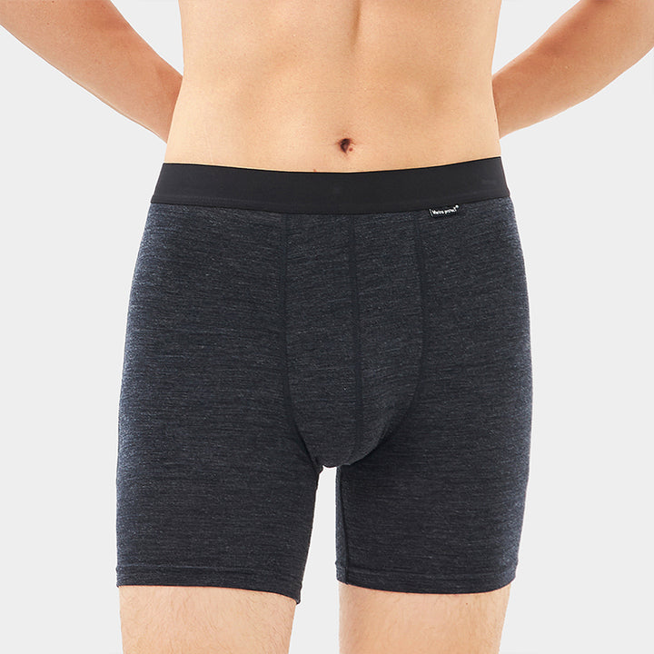 Men’s lightweight 180g Merino wool boxer brief, breathable, moisture-wicking, odor-resistant, ideal for hiking, camping, and long-distance travel