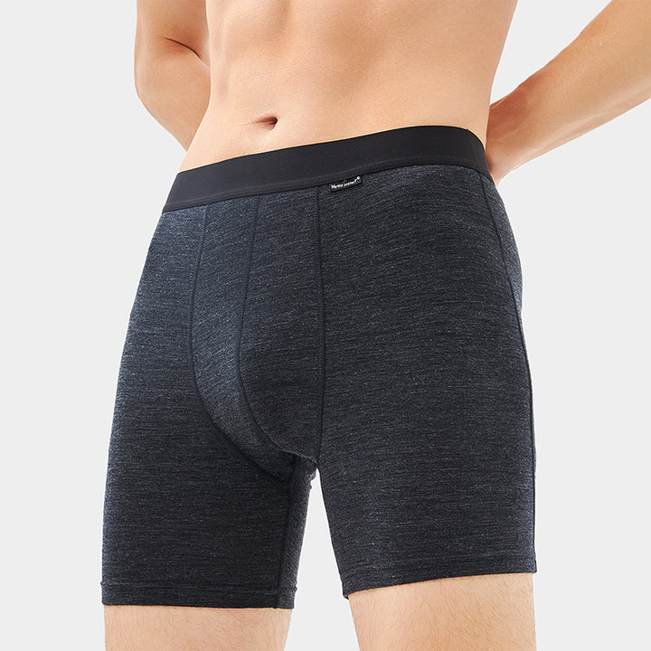 Men’s lightweight 180g Merino wool boxer brief, breathable, moisture-wicking, odor-resistant, ideal for hiking, camping, and long-distance travel