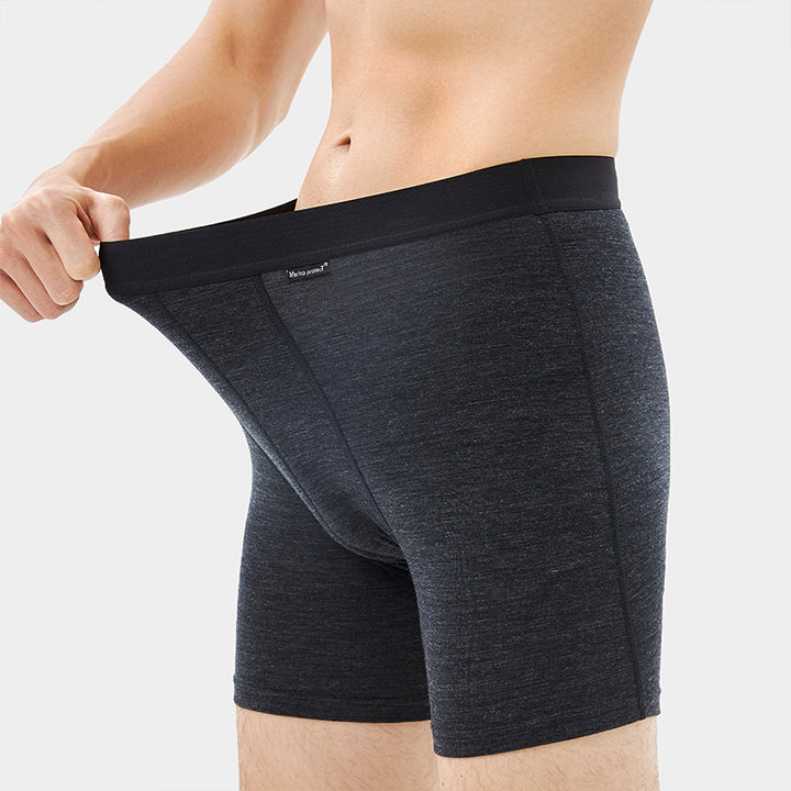 Men’s lightweight 180g Merino wool boxer brief, breathable, moisture-wicking, odor-resistant, ideal for hiking, camping, and long-distance travel