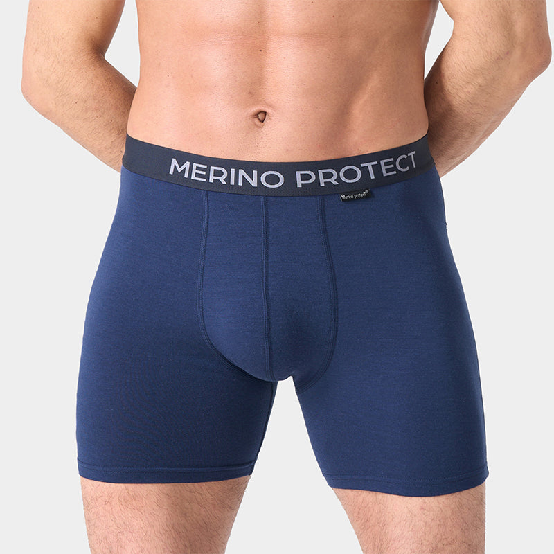 Men’s lightweight 180g Merino wool boxer brief, breathable, moisture-wicking, odor-resistant, ideal for hiking, camping, and long-distance travel