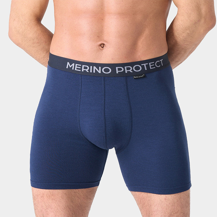 Men’s lightweight 180g Merino wool boxer brief, breathable, moisture-wicking, odor-resistant, ideal for hiking, camping, and long-distance travel