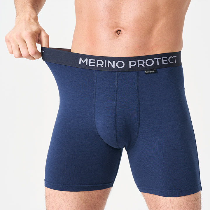 Men’s lightweight 180g Merino wool boxer brief, breathable, moisture-wicking, odor-resistant, ideal for hiking, camping, and long-distance travel