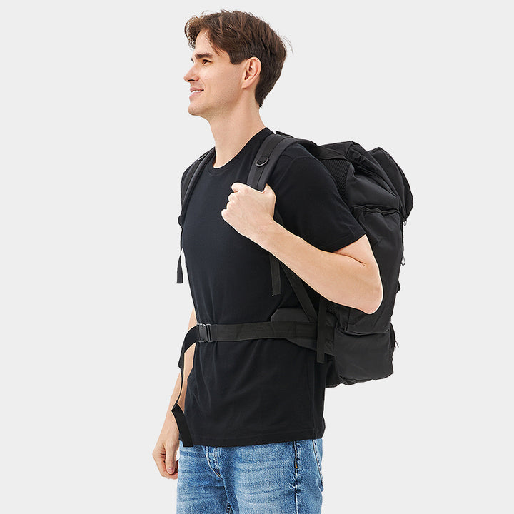Model wearing short sleeve crew t-shirt crafted from lightweight merino wool, offering odor resistance, effective moisture control, and all-day comfort.
