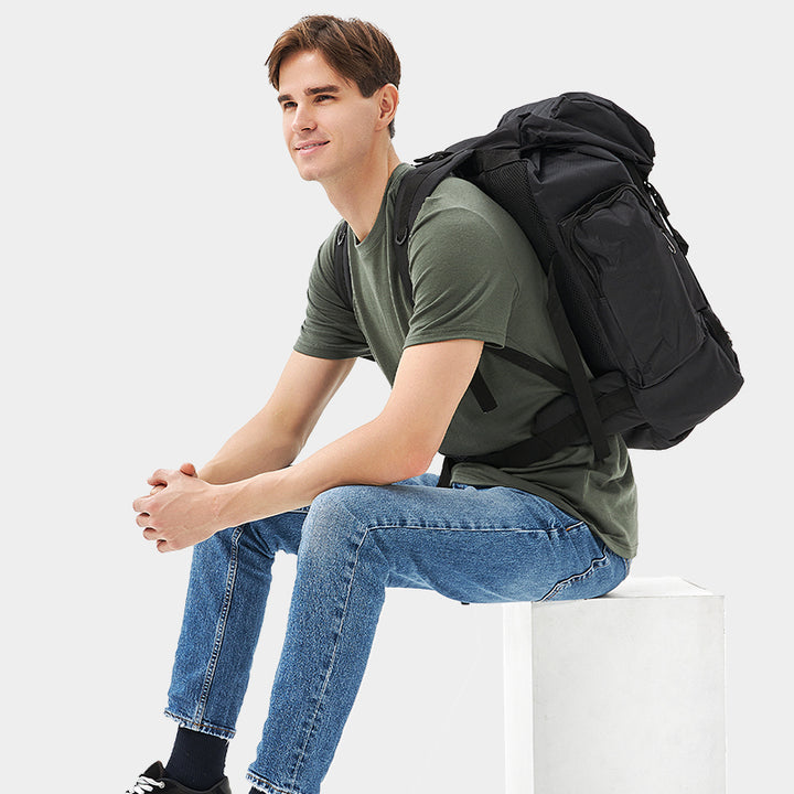 Model wearing short sleeve crew t-shirt crafted from lightweight merino wool, offering odor resistance, effective moisture control, and all-day comfort.
