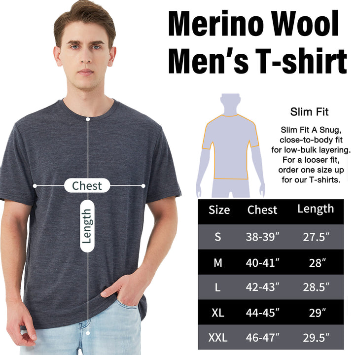 Men's 100% Merino Wool T-Shirt Dark Gray - MT01