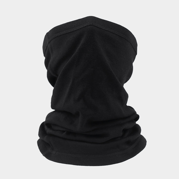 Unisex Merino wool 250g neck gaiter in black, warm breathable face and neck protection for cold weather