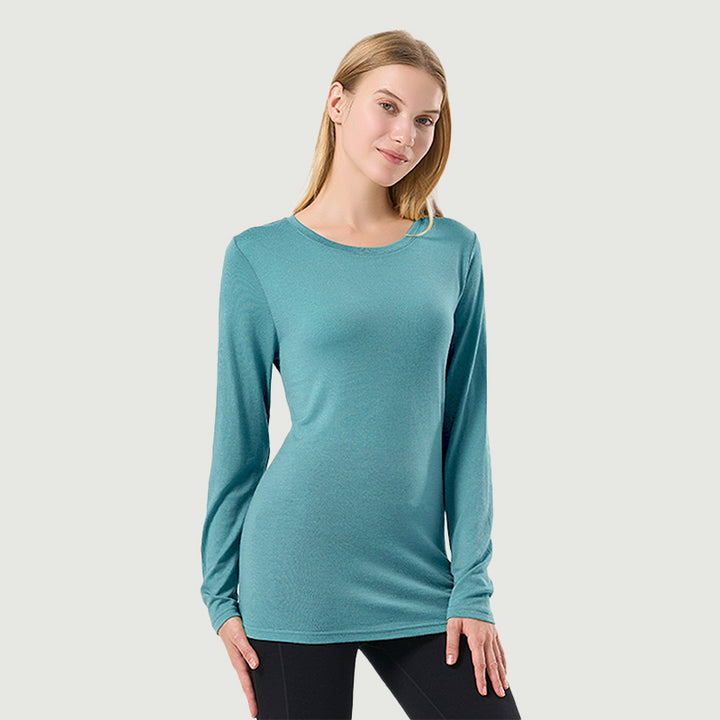 Camiseta Mujer 100% Lana Merino Manga Larga Negro - MT04