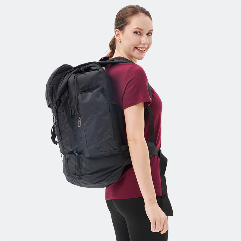 Famel model wearing a lightweight Merino wool short sleeve v-neck t-shirt, breathable and comfortable, shown in Dark Red.