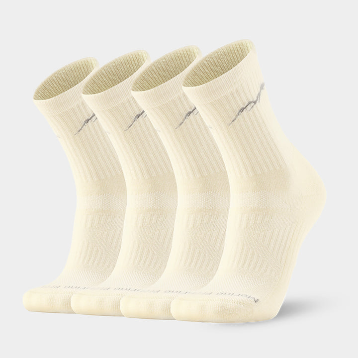 Cushioned Merino hiking crew socks that keep feet dry, fresh, and comfortable during long hikes, camping, trekking, and other outdoor activities
