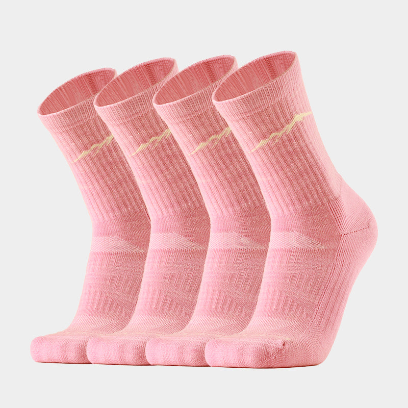 Cushioned Merino hiking crew socks that keep feet dry, fresh, and comfortable during long hikes, camping, trekking, and other outdoor activities

