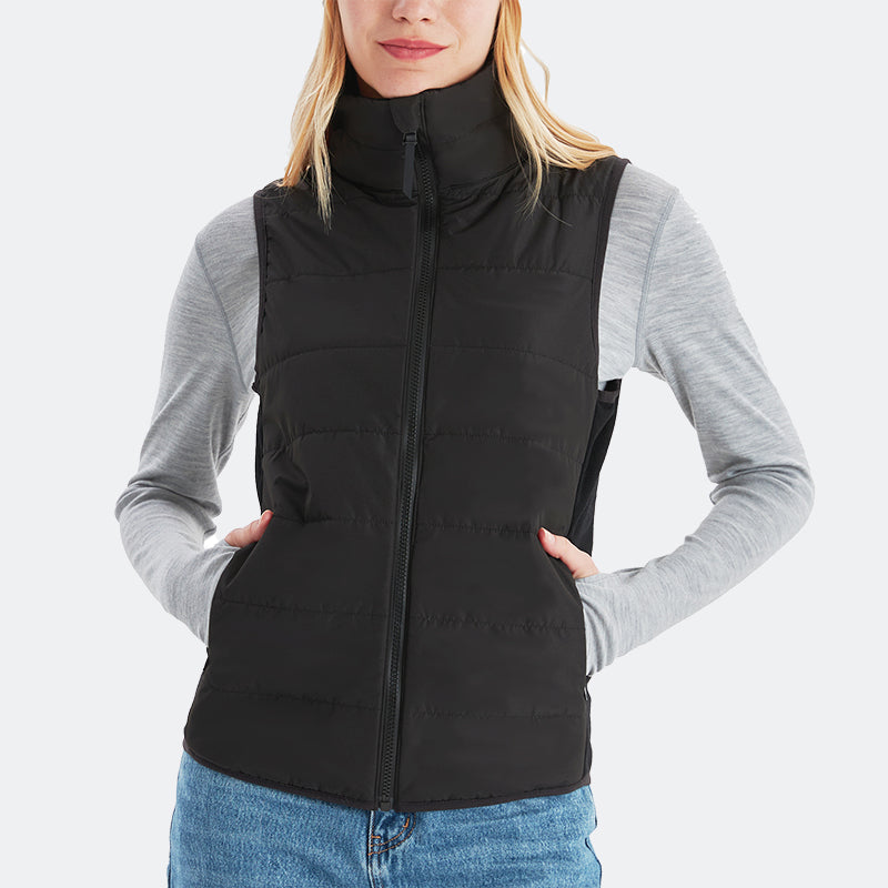 Merino wool vest that keeps your core warm and dry, ideal for layering during hiking, travel, outdoor sports, or daily wear in cool or fluctuating weather
