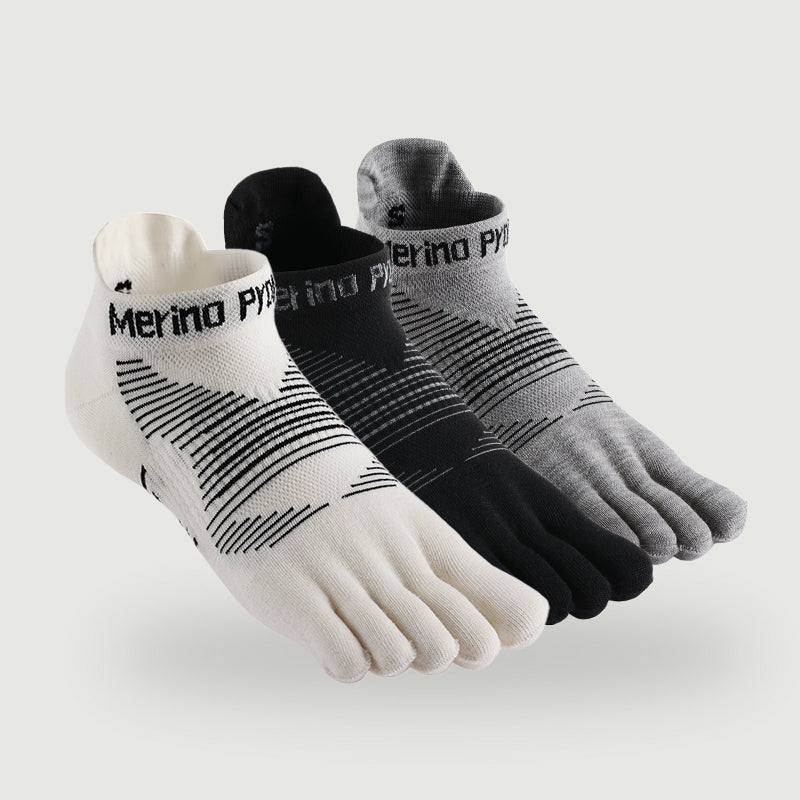 Merino Hike Lightweight No‑Show Five-Toe Socks - 3 Pairs