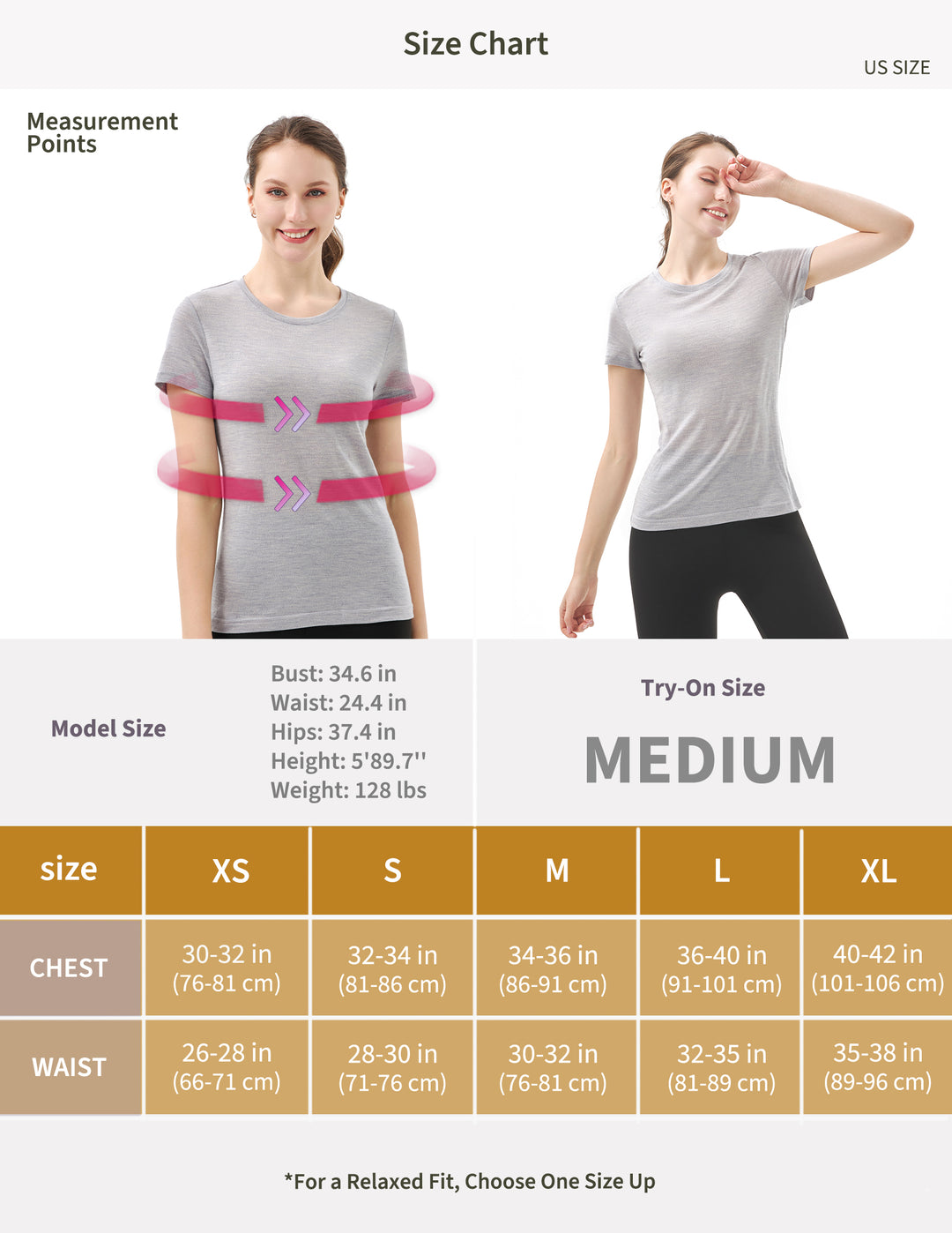 Camiseta Mujer 100% Lana Merino Gris Marle - MT28