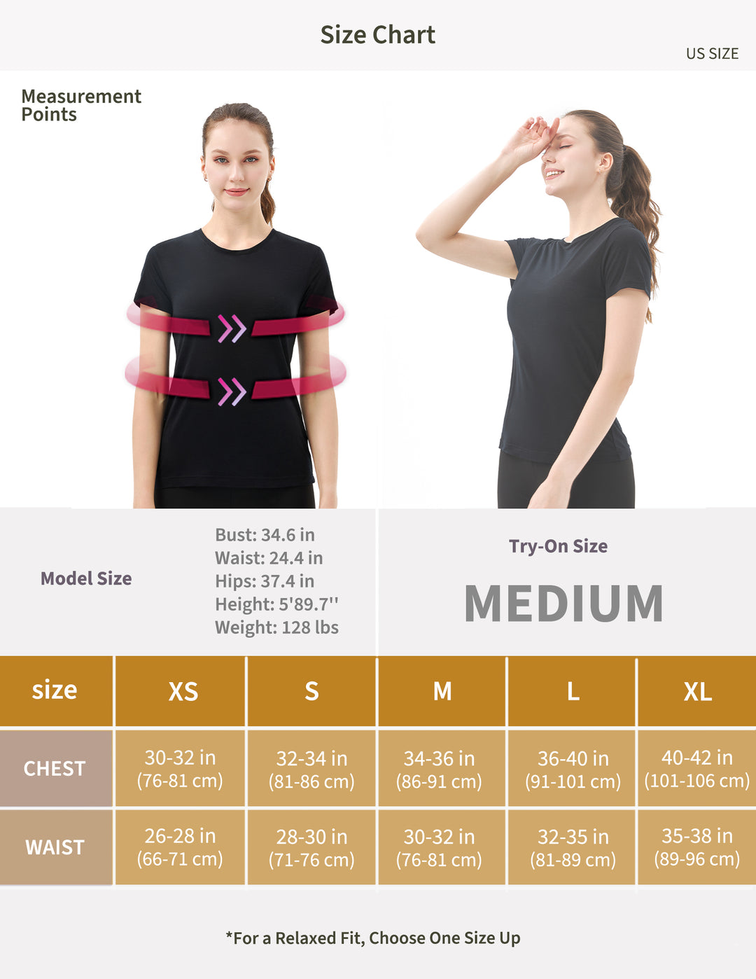 Camiseta Mujer 100% Lana Merino Negro -MT28 