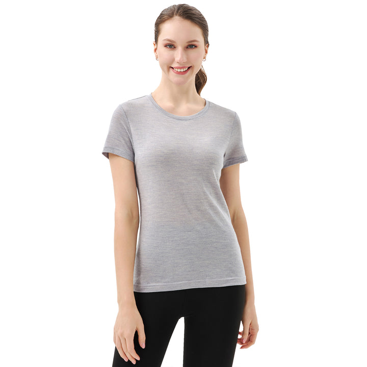 Women’s 100% Merino Wool T-Shirt Grey Marle - MT28